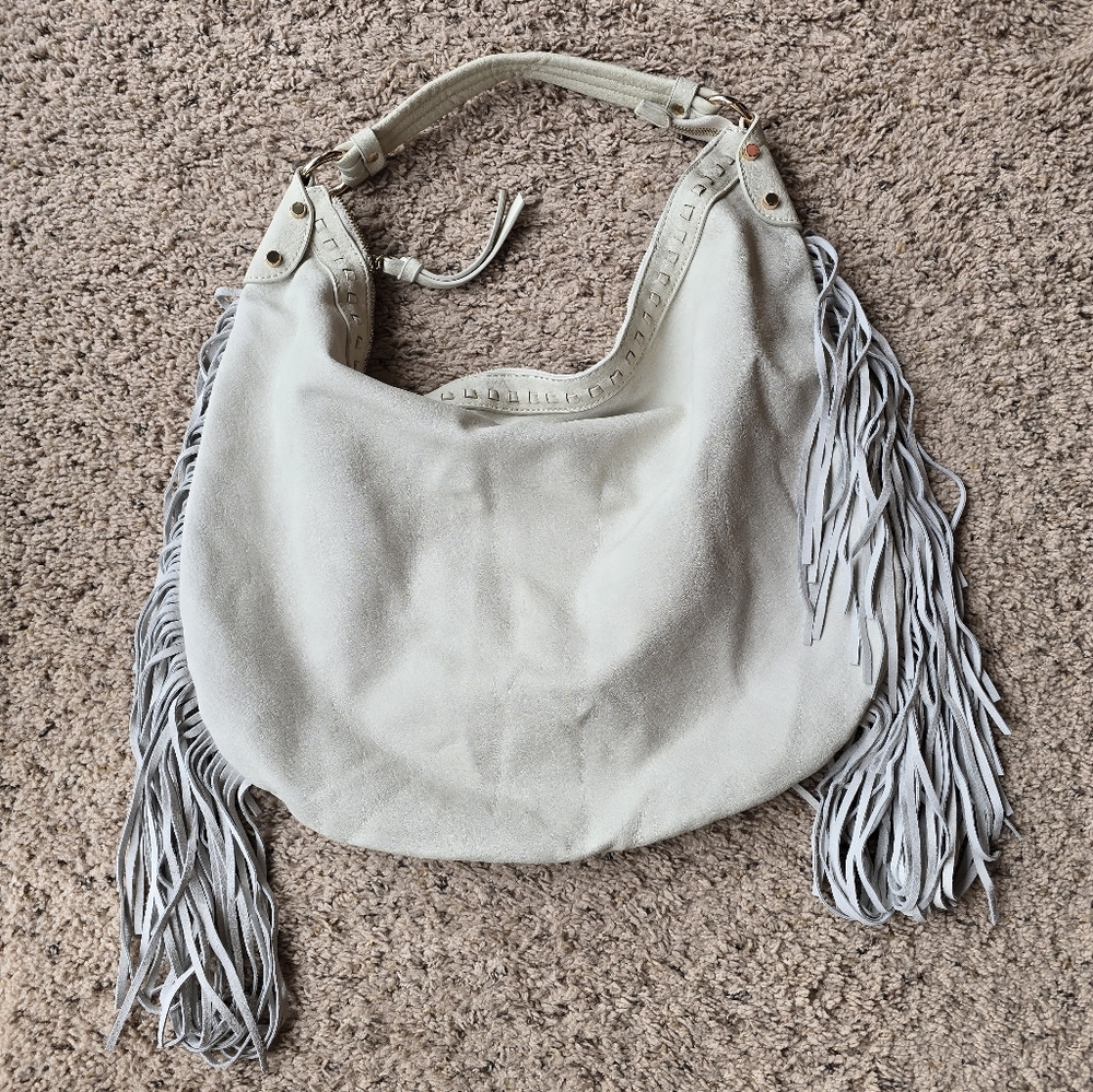 Shiraleah Vegan Leather Fringe Hobo Bag